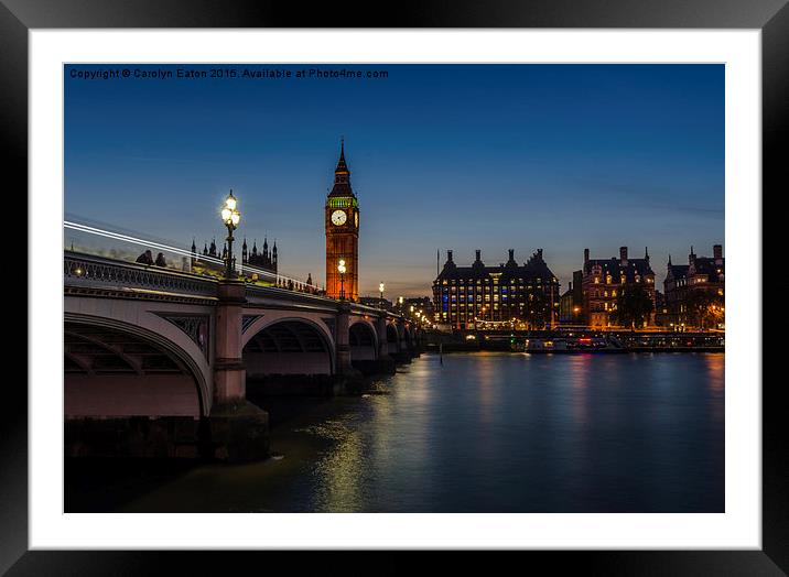 Westminster Bridge and Big Ben, London Framed Mounted Print by Carolyn Eaton