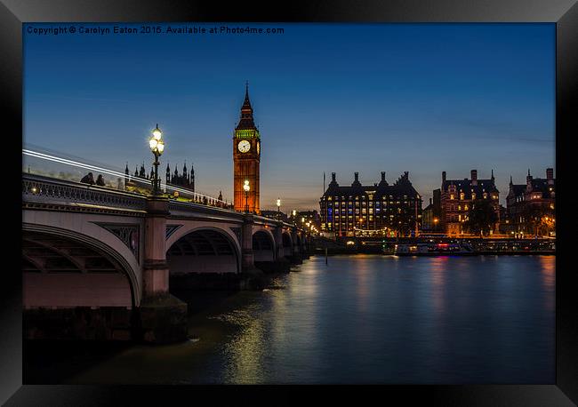 Westminster Bridge and Big Ben, London Framed Print by Carolyn Eaton