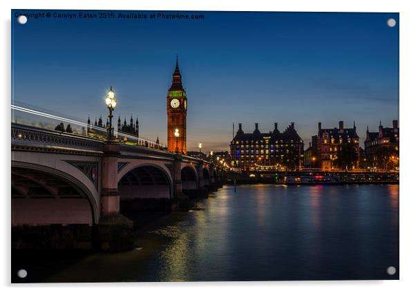 Westminster Bridge and Big Ben, London Acrylic by Carolyn Eaton