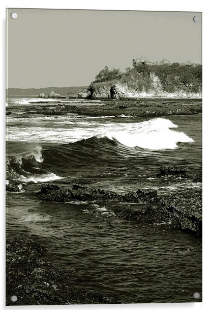 Waves Crashing Tri Tone  Acrylic by james balzano, jr.
