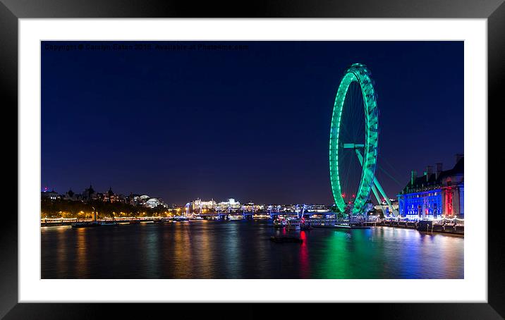  The London Eye at Night Framed Mounted Print by Carolyn Eaton