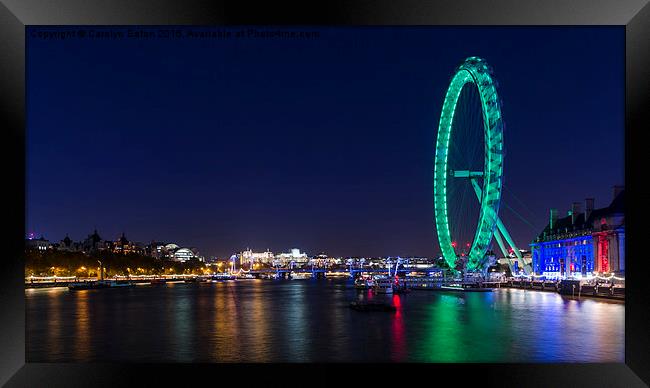  The London Eye at Night Framed Print by Carolyn Eaton