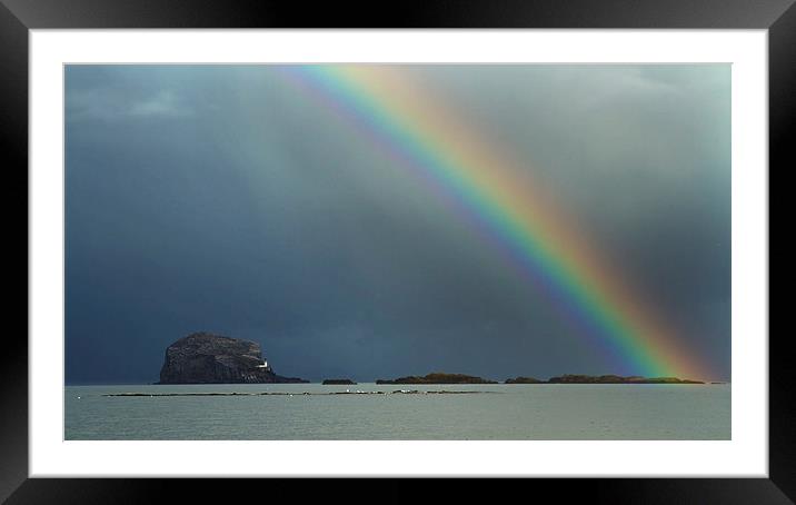  Rainbow over Bass Rock Framed Mounted Print by Sue Dudley