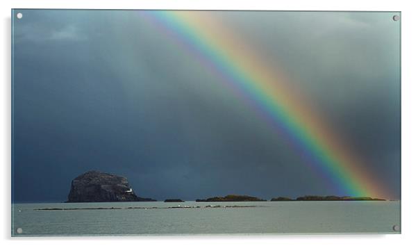  Rainbow over Bass Rock Acrylic by Sue Dudley