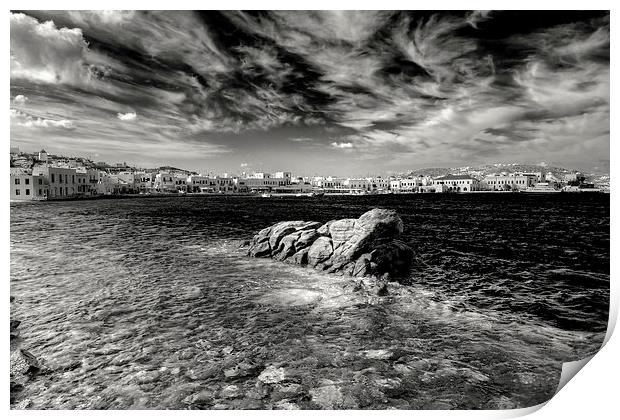 Chora Old Port B&W Print by Tom Gomez