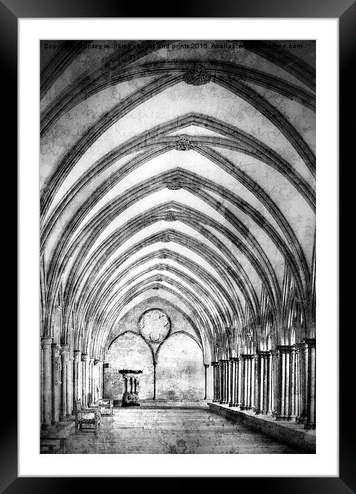Salisbury Cathedral Cloisters  Framed Mounted Print by Linsey Williams