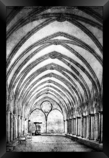Salisbury Cathedral Cloisters  Framed Print by Linsey Williams