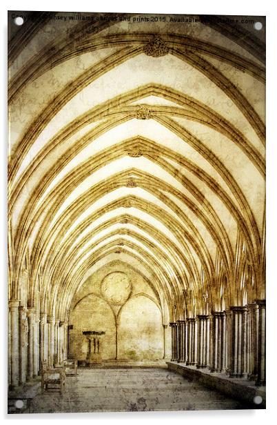 Salisbury Cathedral Cloisters 2 Acrylic by Linsey Williams