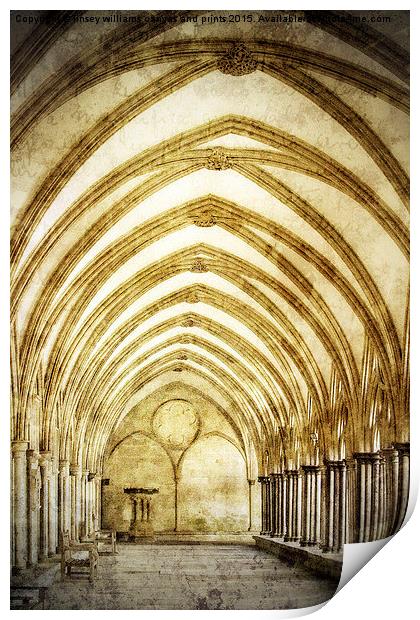 Salisbury Cathedral Cloisters 2 Print by Linsey Williams
