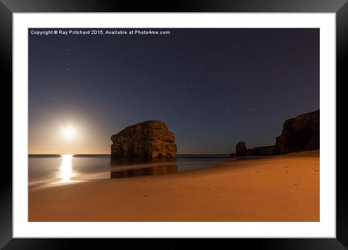  Moon Rise Over Marsden Bay Framed Mounted Print by Ray Pritchard