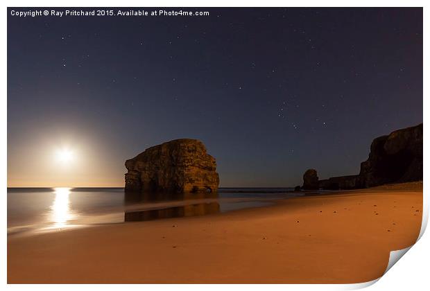  Moon Rise Over Marsden Bay Print by Ray Pritchard