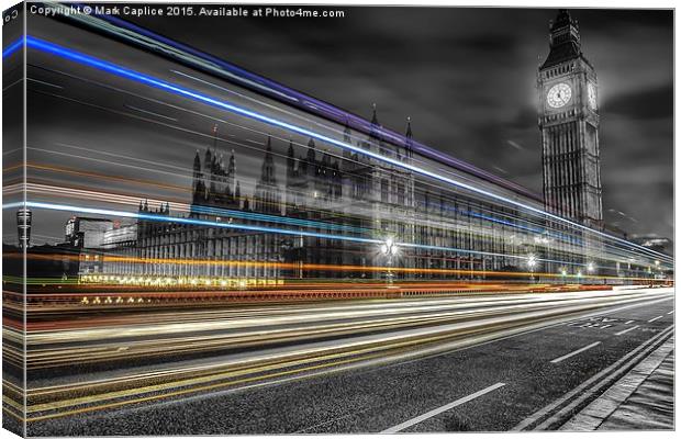  Parliament by Night Canvas Print by Mark Caplice