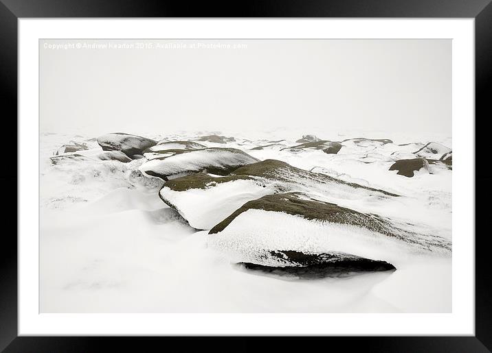  On the bleak, snowy moors Framed Mounted Print by Andrew Kearton