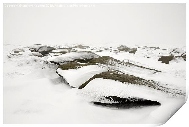  On the bleak, snowy moors Print by Andrew Kearton