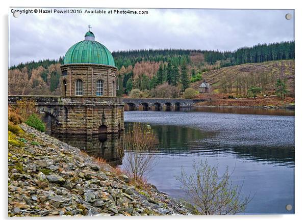  Careg-Ddu Reservoir and Nant Gwyllt Church Acrylic by Hazel Powell