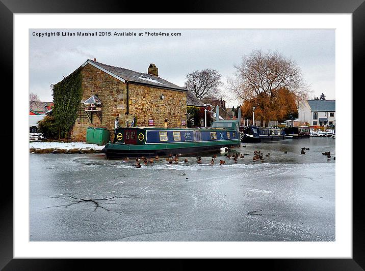  The Frozen Garstang Canal. Framed Mounted Print by Lilian Marshall