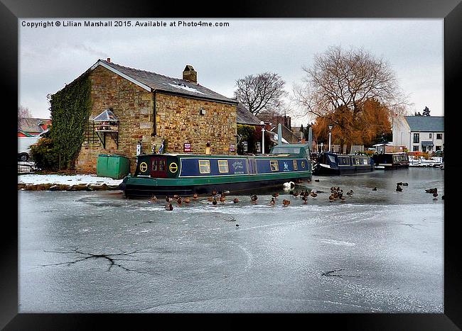  The Frozen Garstang Canal. Framed Print by Lilian Marshall