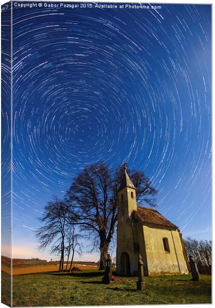 Saint Heleina Chapel with star trail, Hungary Canvas Print by Gabor Pozsgai