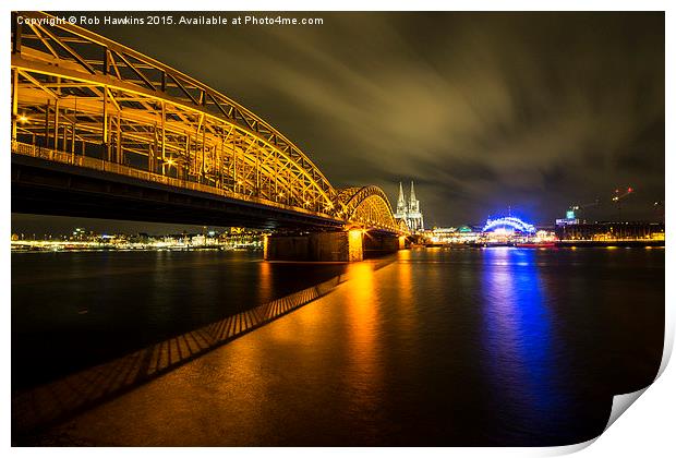  Nacht auf dem Rhein Print by Rob Hawkins