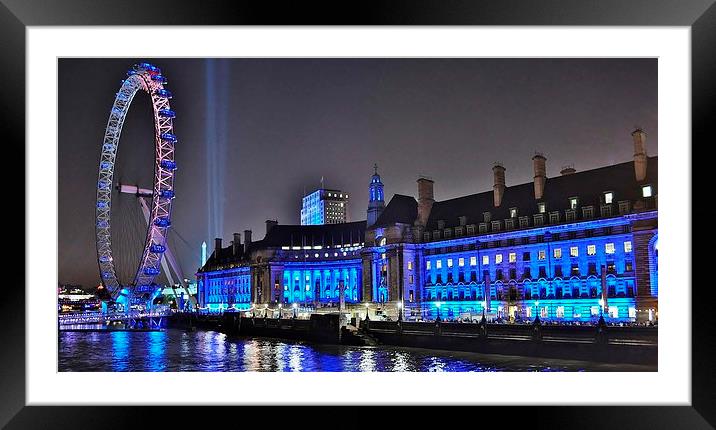  London Eye and Old County Hall  Framed Mounted Print by Simon Hackett