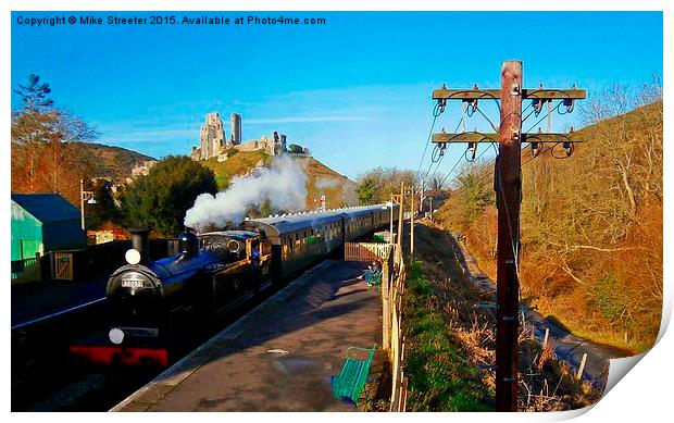  M7 at Corfe Castle Print by Mike Streeter