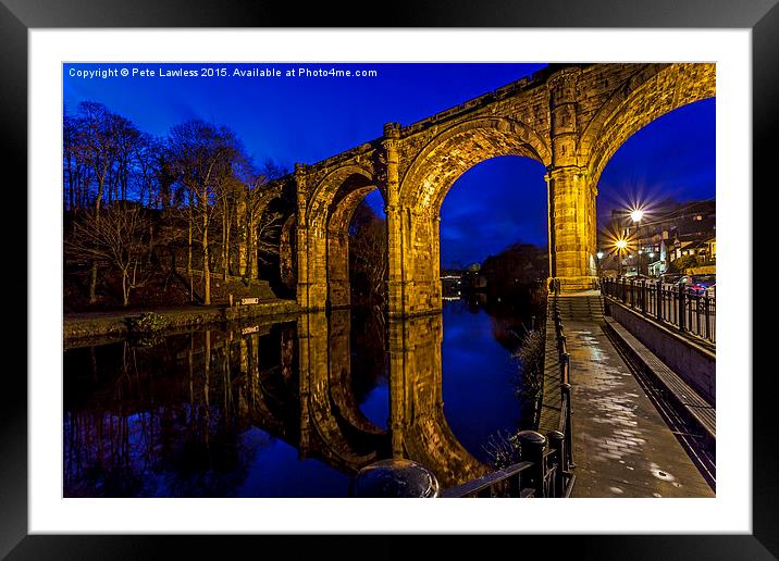   Knaresborough Viaduct at night Framed Mounted Print by Pete Lawless