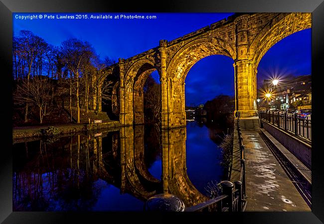   Knaresborough Viaduct at night Framed Print by Pete Lawless