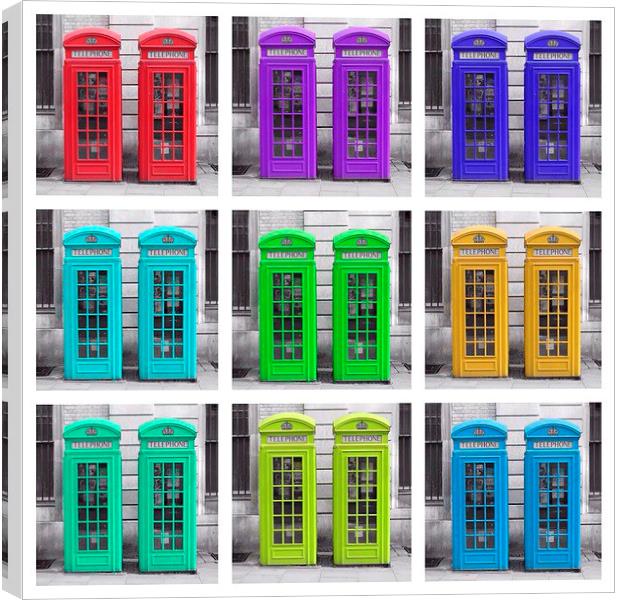  Phone Boxes Multi Coloured Canvas Print by Scott Anderson