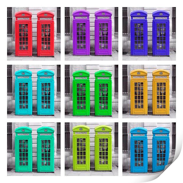  Phone Boxes Multi Coloured Print by Scott Anderson