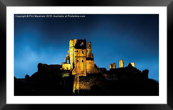  Corfe Castle Illuminations Framed Mounted Print by Phil Wareham