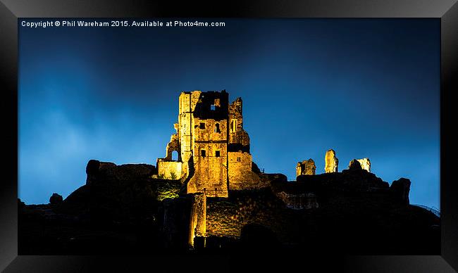  Corfe Castle Illuminations Framed Print by Phil Wareham
