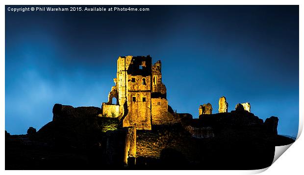  Corfe Castle Illuminations Print by Phil Wareham