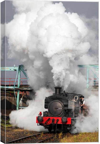 Industrial saddle tank storms forward.  Canvas Print by Ian Duffield