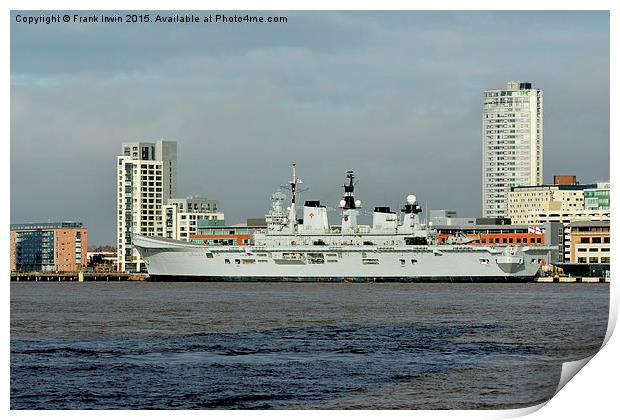 HMS Illustrious berthed in Liverpool Print by Frank Irwin