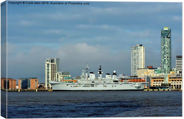 HMS Illustrious berthed in Liverpool Canvas Print by Frank Irwin