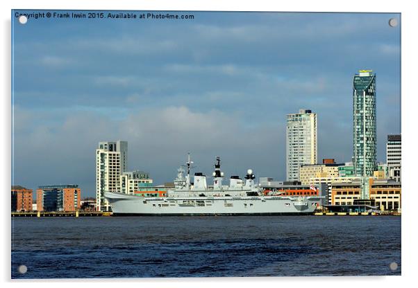 HMS Illustrious berthed in Liverpool Acrylic by Frank Irwin