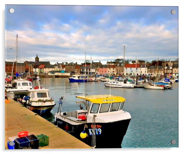  anstruther harbor  Acrylic by dale rys (LP)