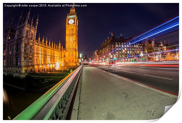 Westminster bridge London,big ben Print by mike cooper