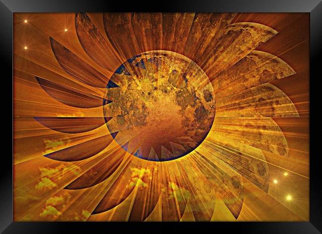 Aztec Sun  Disc.  Framed Print by Heather Goodwin