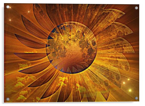 Aztec Sun  Disc.  Acrylic by Heather Goodwin