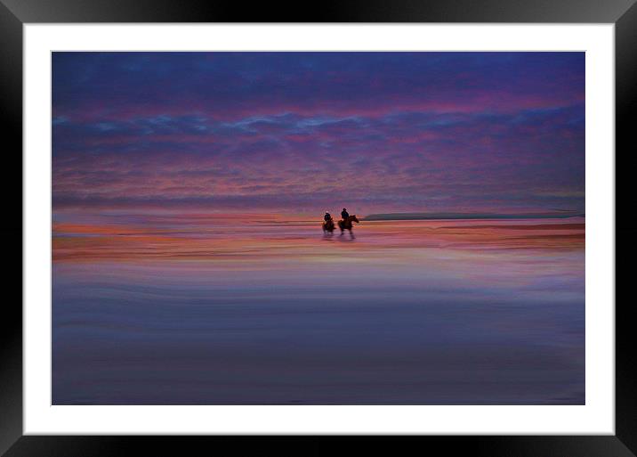 Lone Riders at sunset Framed Mounted Print by sylvia scotting