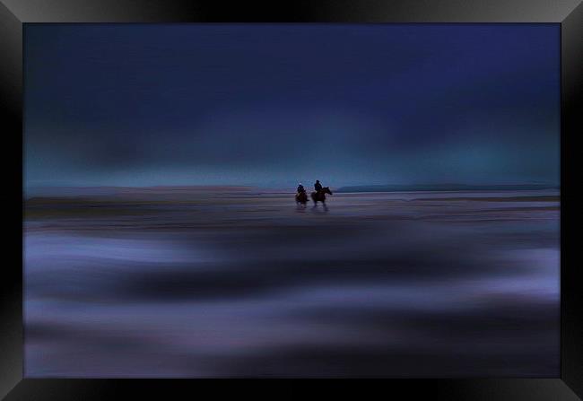  Night Riders by the sea Framed Print by sylvia scotting