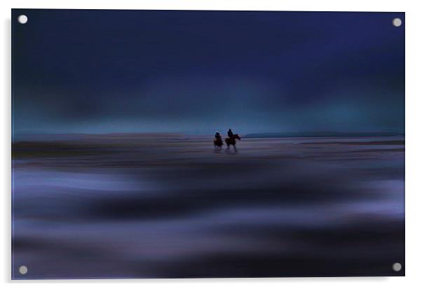 Night Riders by the sea Acrylic by sylvia scotting