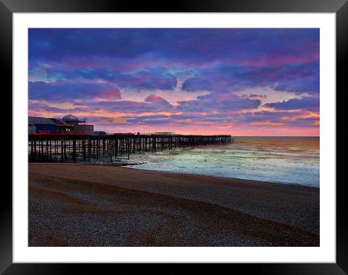  Pier at Hastings Framed Mounted Print by sylvia scotting