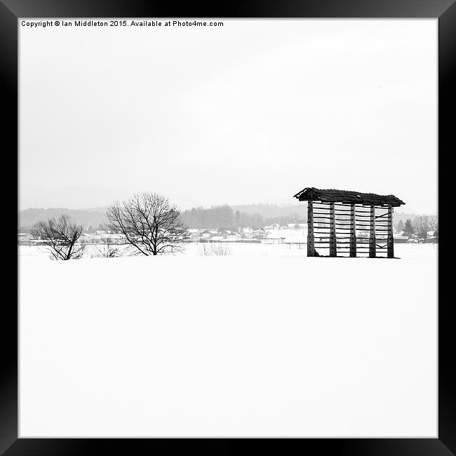Winter landscape in black and white Framed Print by Ian Middleton