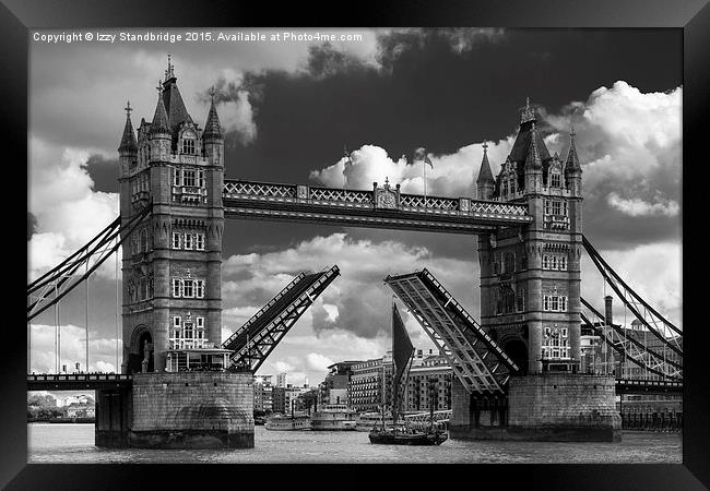  Tower Bridge opens for a sailing barge Framed Print by Izzy Standbridge
