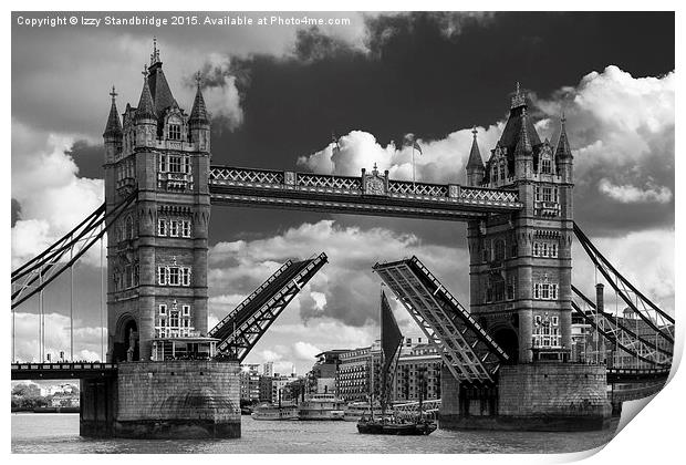  Tower Bridge opens for a sailing barge Print by Izzy Standbridge