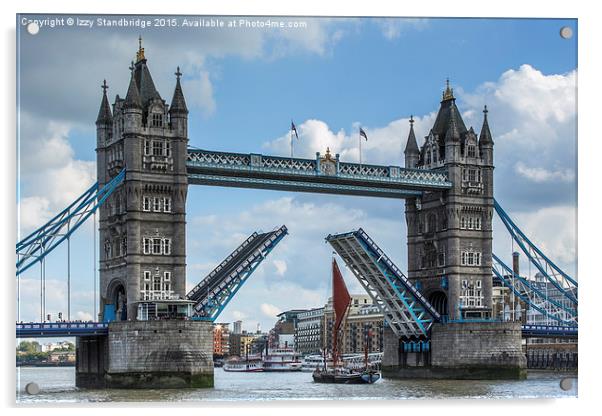   Tower Bridge opens for a sailing barge Acrylic by Izzy Standbridge