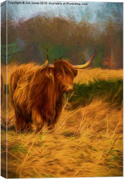  Highland cow with painterly effect Canvas Print by Jim Jones