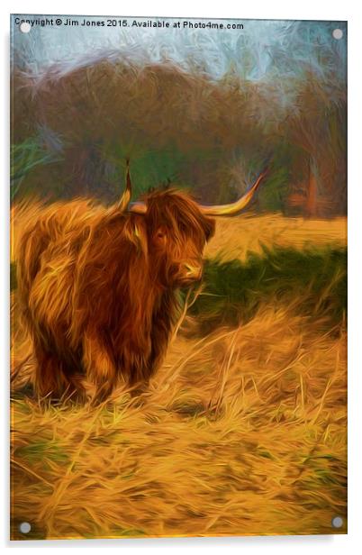  Highland cow with painterly effect Acrylic by Jim Jones